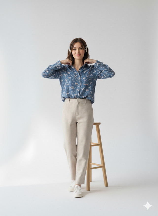 Women's Floral Print Long-Sleeve Button-Up Shirt