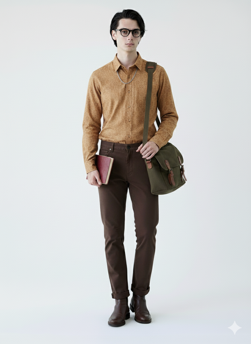 Brown Casual Cotton Shirt