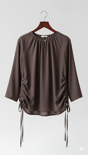 Women's Ruched Side Blouse with Adjustable Drawstrings