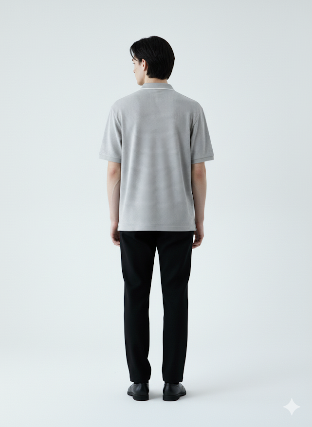 Men's Textured Zip-Collar Polo Shirt with Tipped Collar