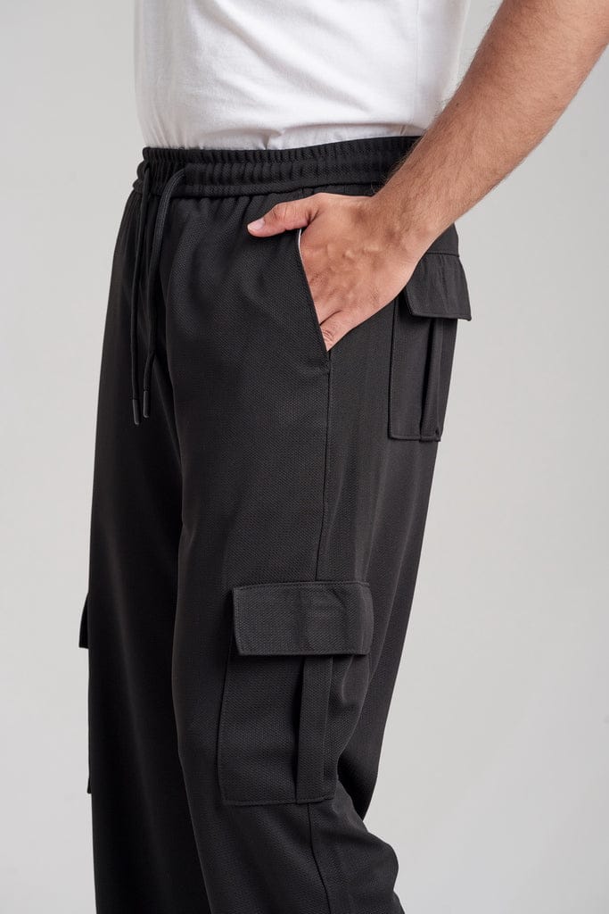 6 Pocket Baggy Cargo Trousers - Black