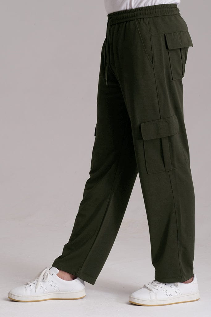 6 Pocket Baggy Cargo Trousers - Olive