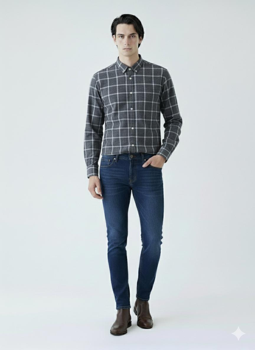 Grey Checked Casual Shirt