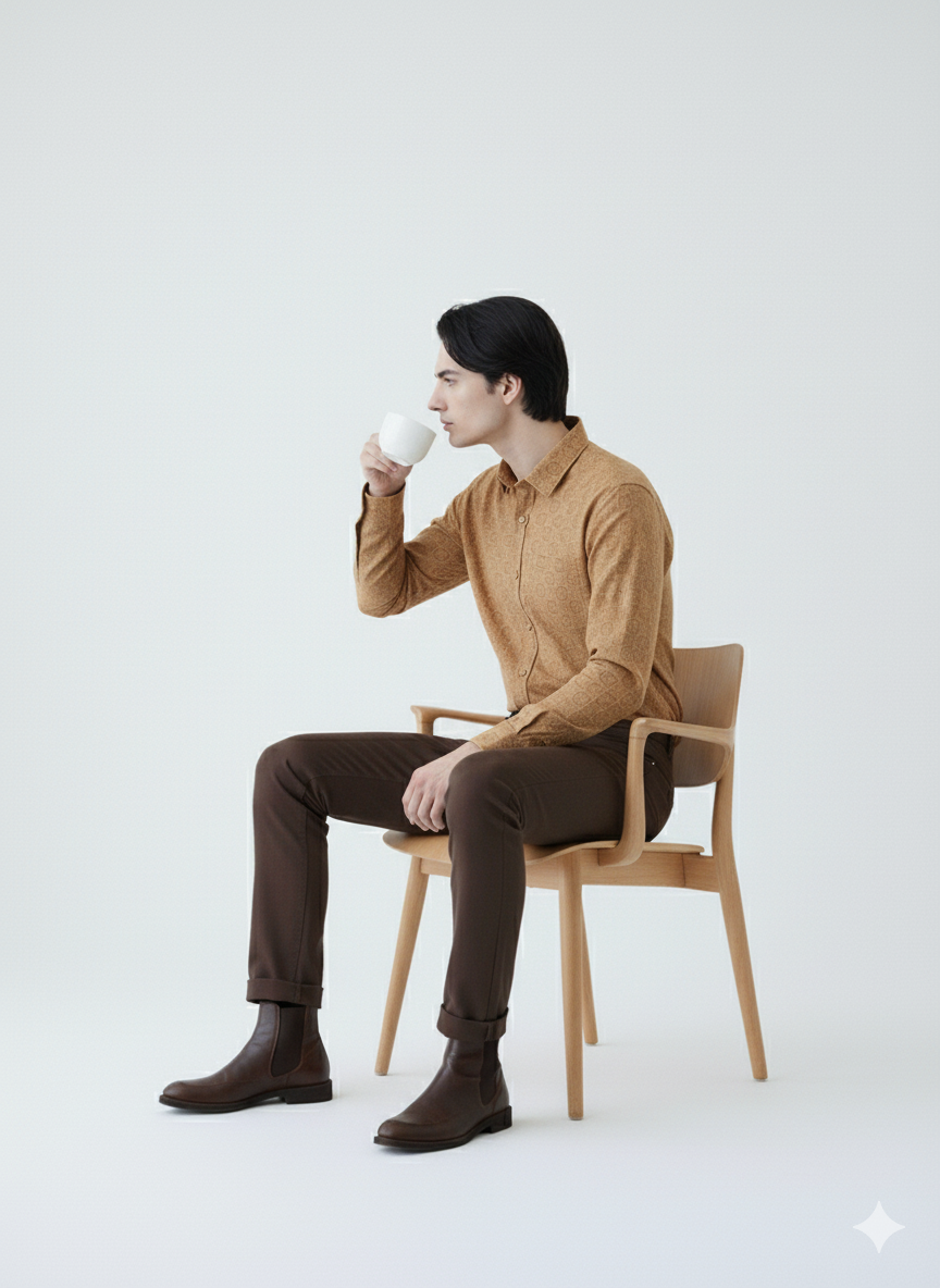 Brown Casual Cotton Shirt
