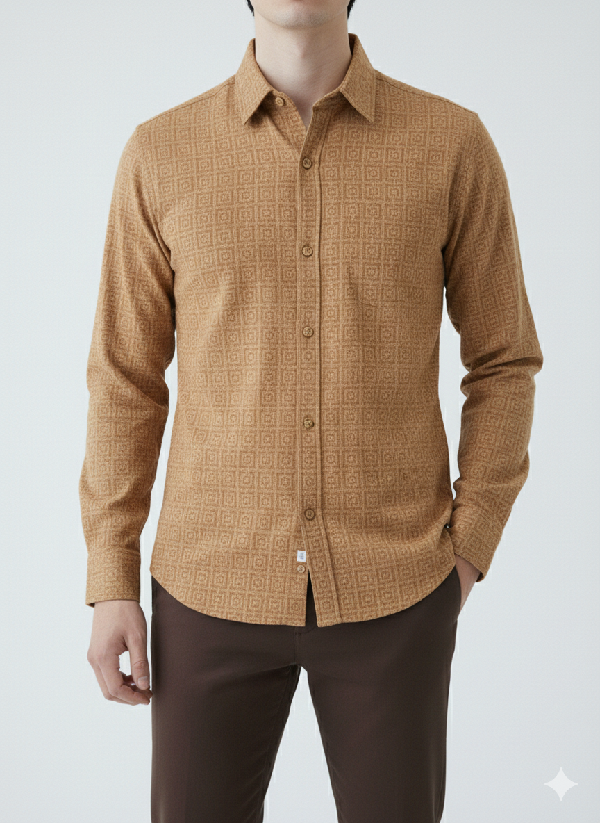 Brown Casual Cotton Shirt