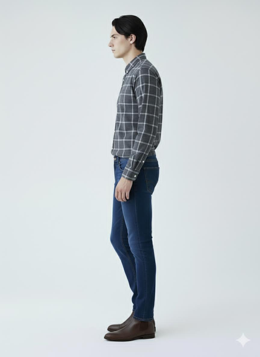 Grey Checked Casual Shirt