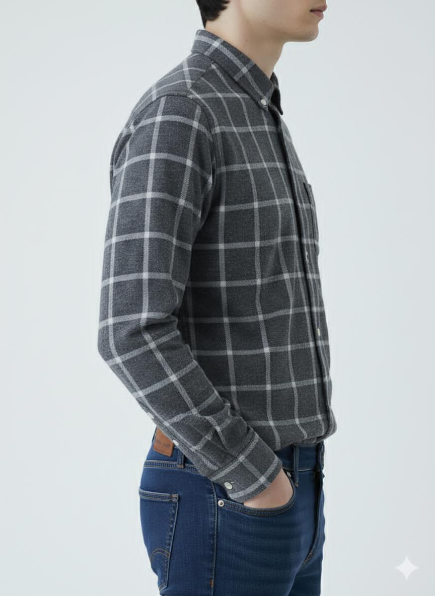 Grey Checked Casual Shirt